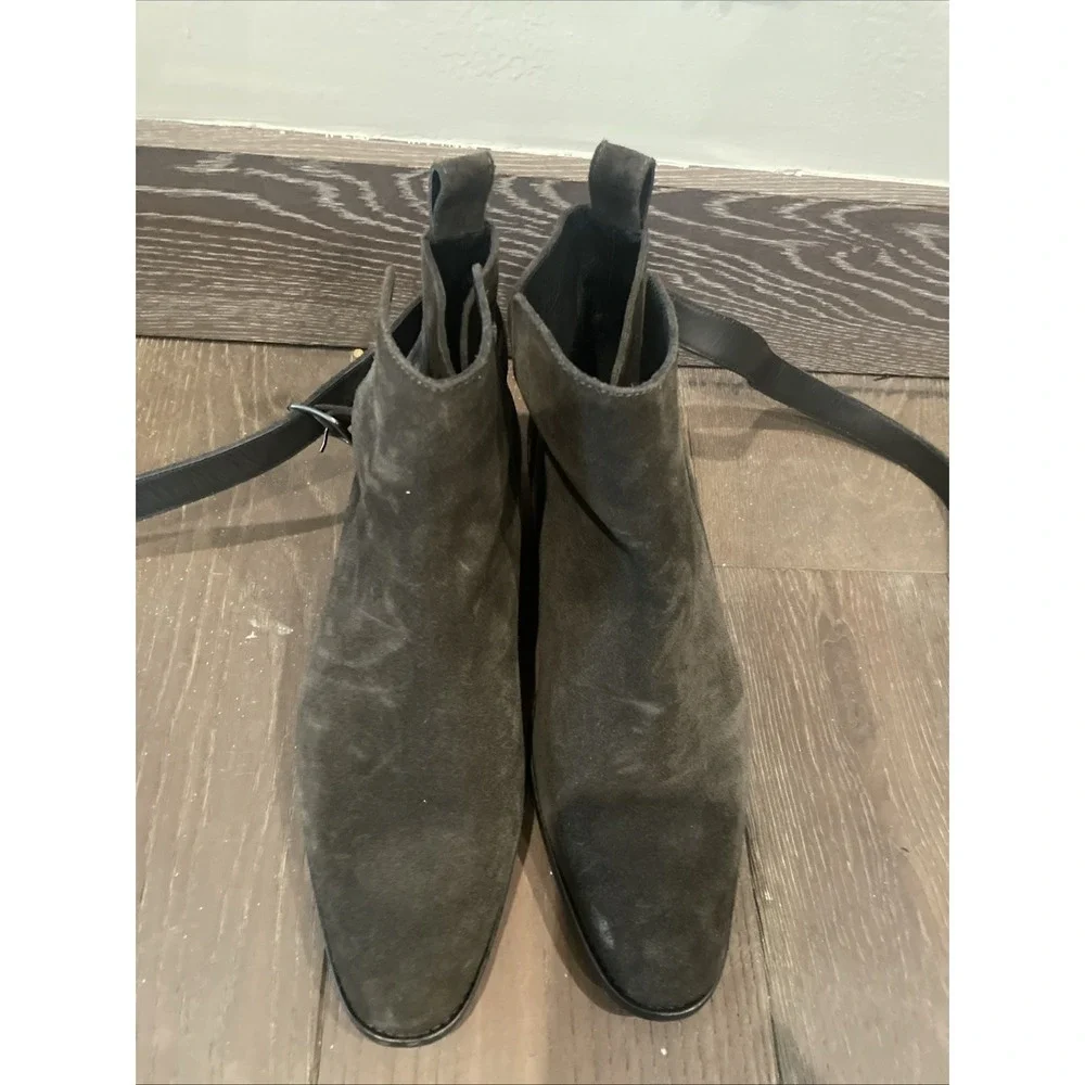 All Saints Men's Genuine Leather Wrap‎ Around Buckle Point Tie Boots